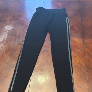 Elegant Black Leggings with Silver Detailing